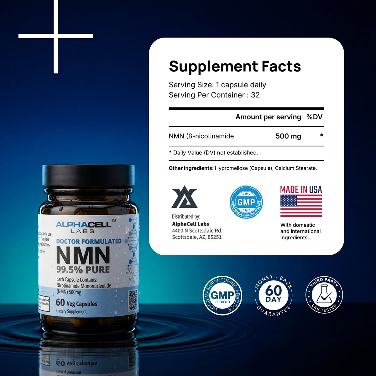 NMN - 500 mg (60 Veg Caps)