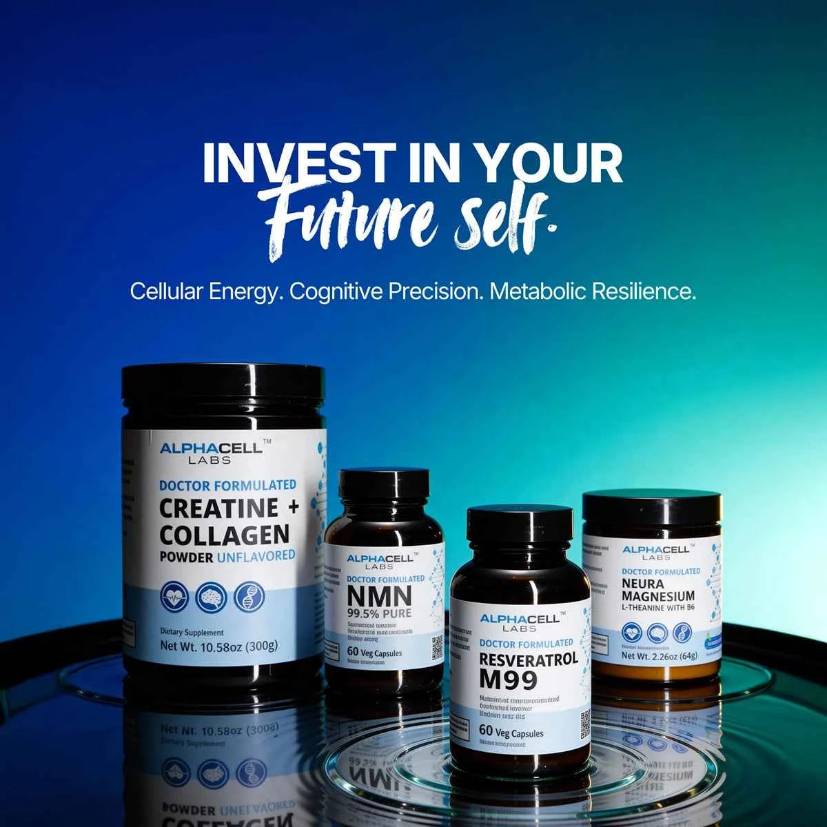 AlphaCell Labs Total Vitality Stack Supplement Capsules and Powder Bundle