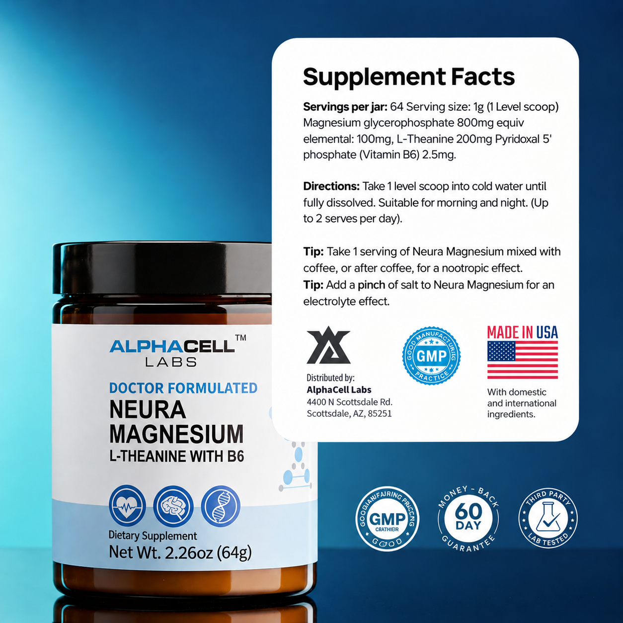 NeuraMagnesium L-Theanine & B6 - Powder Form