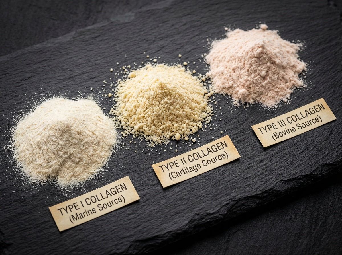 three different types of collagen powder
