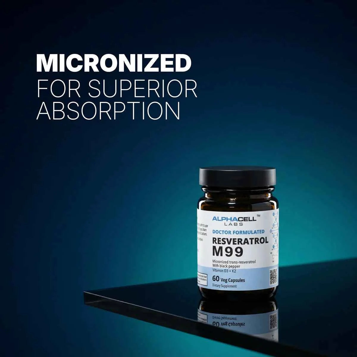 Micronized Resveratrol (99% Pure) Transresveratrol, With Black Pepper, D3 and K2