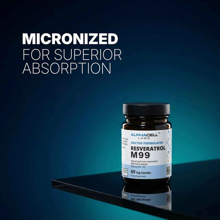 Micronized Resveratrol (99% Pure) Transresveratrol, With Black Pepper, D3 and K2