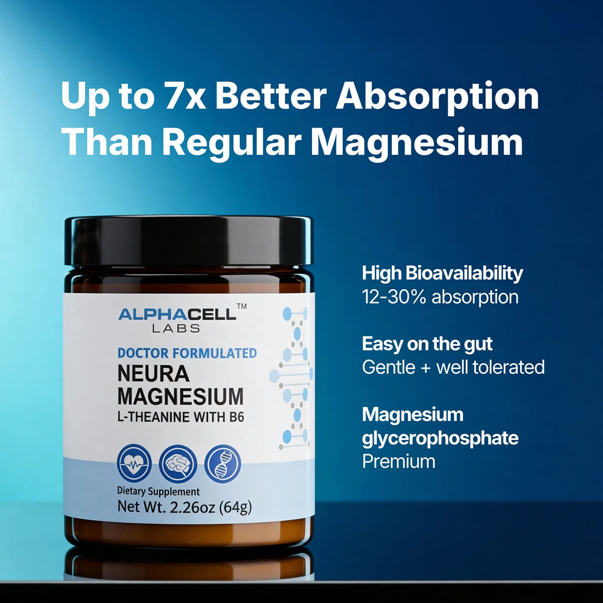 AlphaCell Labs Neura Magnesium 64 g - 2.26 oz. 64 Servings