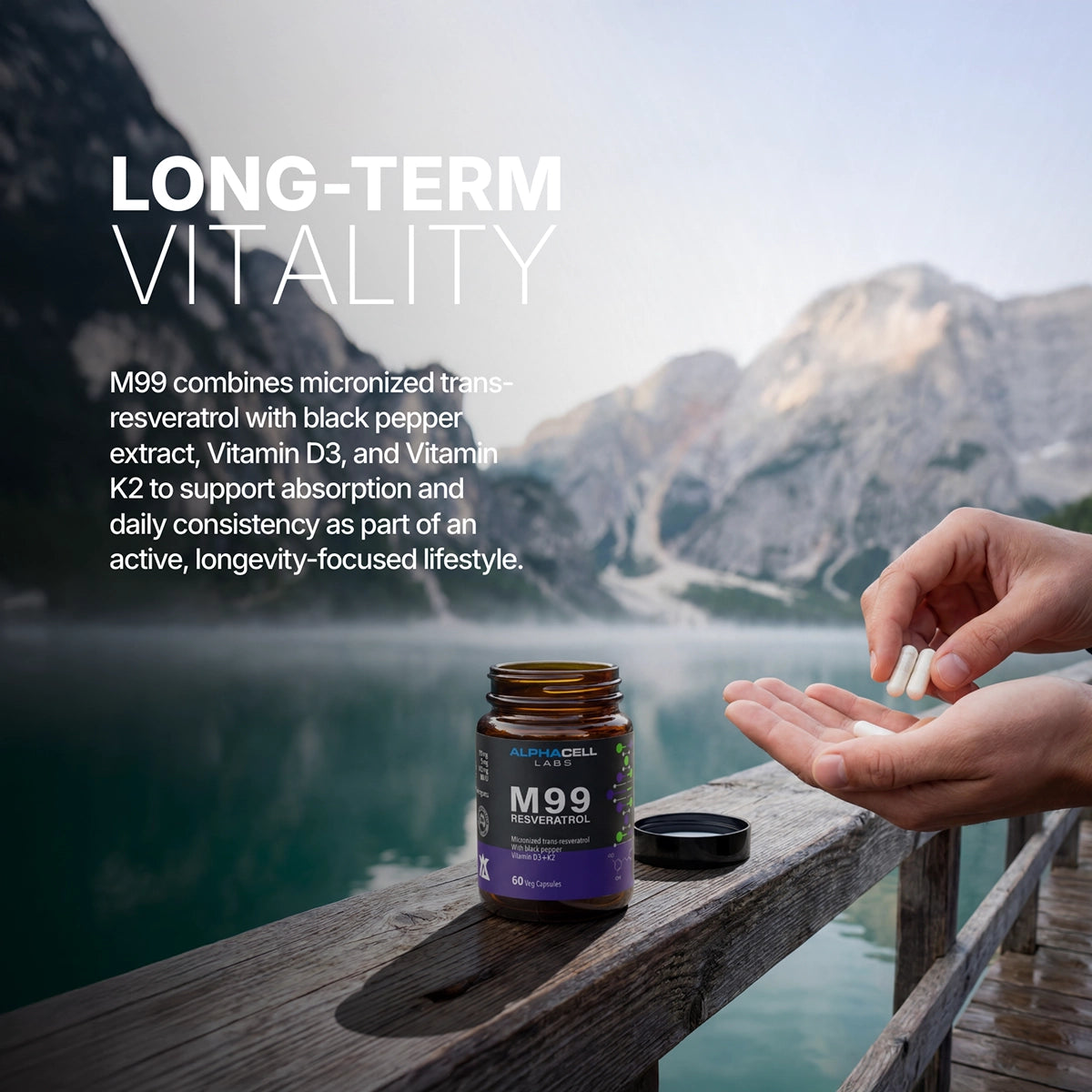 Micronized Resveratrol (99% Pure) Transresveratrol, With Black Pepper, D3 and K2