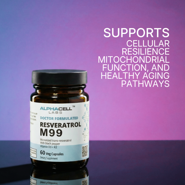 Micronized Resveratrol (99% Pure) Transresveratrol, With Black Pepper, D3 and K2 - AlphaCell Labs