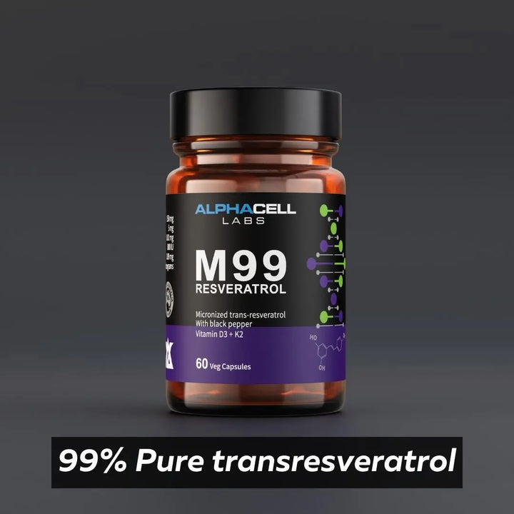 Micronized Resveratrol - 99% Pure, Micronized, Transresveratrol, With Black Pepper, D3 and K2 AlphaCell Labs